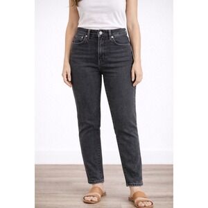 &Denim Ultra High Waist Mom Jeans H&M Size 6 DarkWash 4 Button Fly Haute